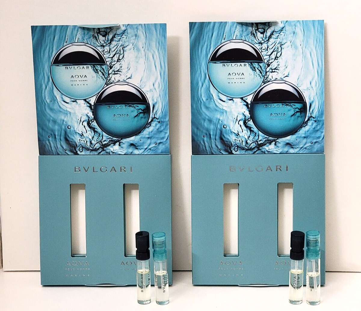 2 - BVLGARI AQVA POUR HOMME EDT 0.05 oz + 2 - AQVA MARINE EDT 0.05