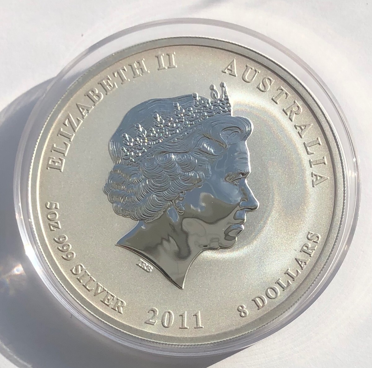 2011 Australia $8 Lunar II Year of the Rabbit 5 Oz BU Silver