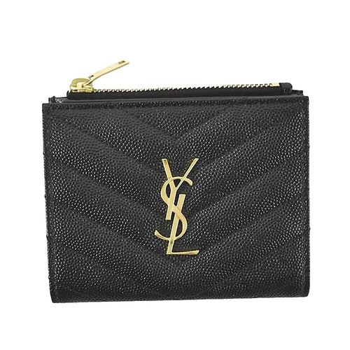 NEW SAINT LAURENT CROC BLACK LEATHER ZIP YSL POUCH BAG WALLET CARD