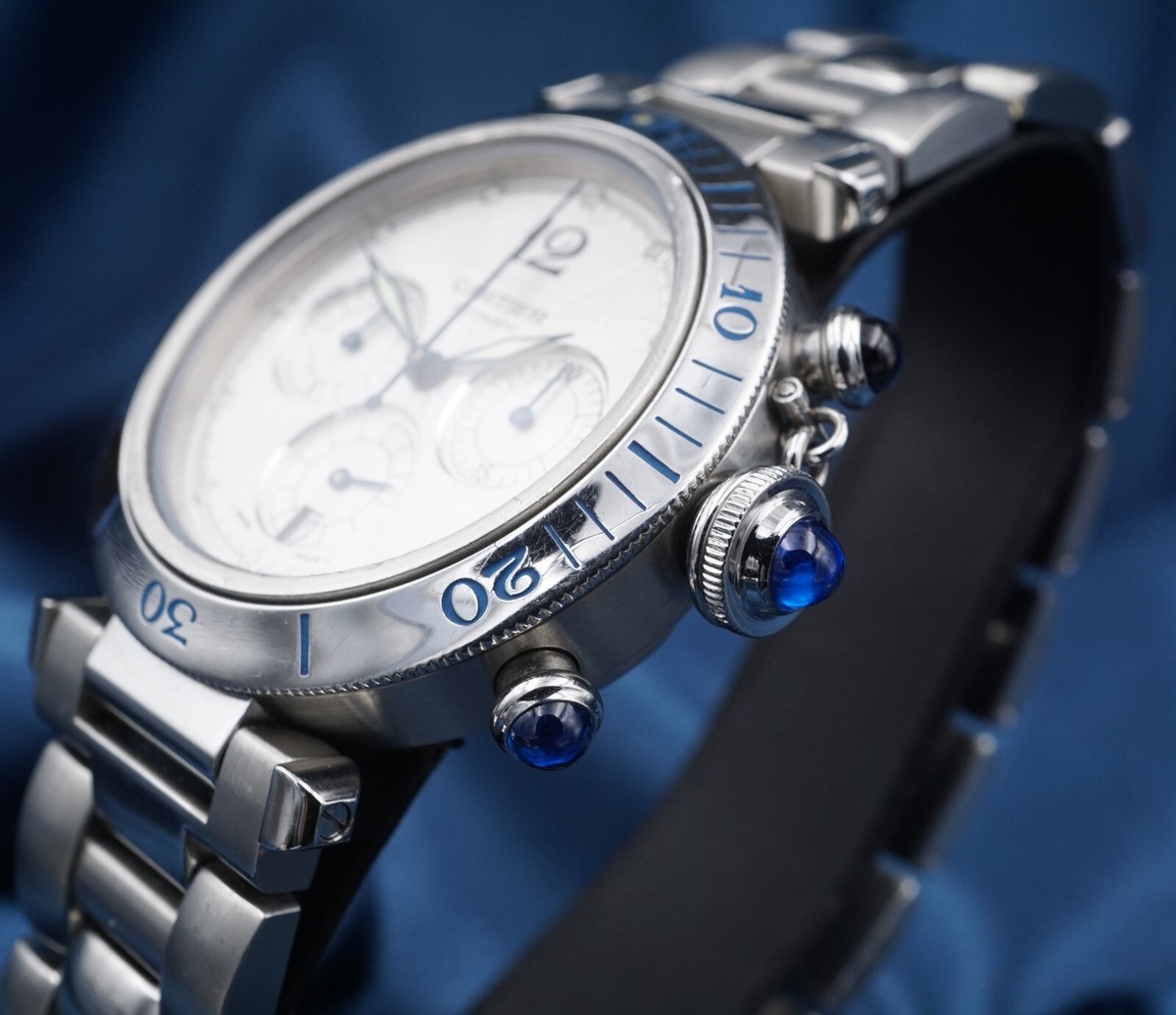 Pasha de Cartier Watch 2113 38mm Chronograph Box & Cert Warranty