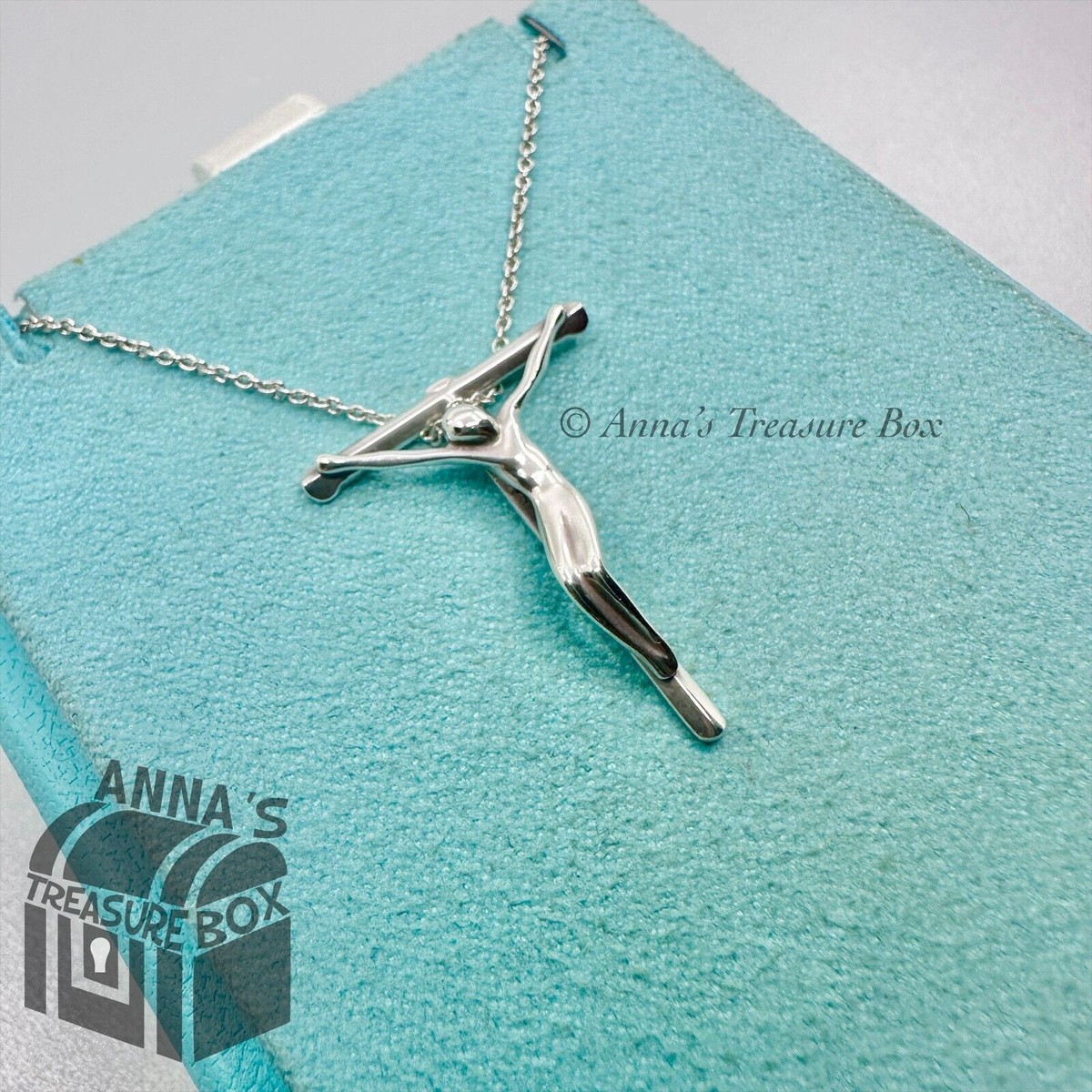 Tiffany & Co. 925 Silver Elsa Peretti 27mm Crucifix Cross 16