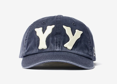 OPEN YY Heart Bone Ball Cap Navy Cotton Adjustable Strapback Hat