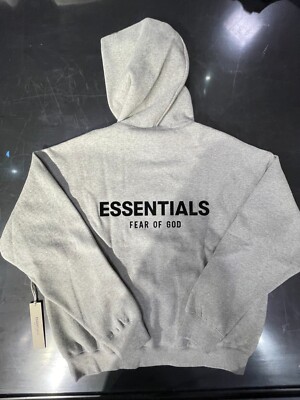 NEW Fear of God Essentials Dark Oatmeal Gray Pullover Hoodie