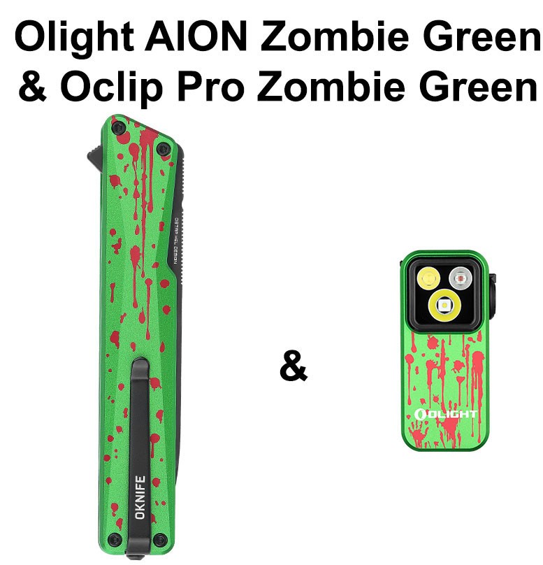 Olight Oclip Pro Zombie Green Clip on Flashlight & AION Zombie