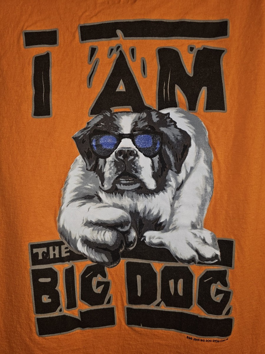 Vintage Big Dogs 2000 Large Mens Orange Double-sided Graphic Logo