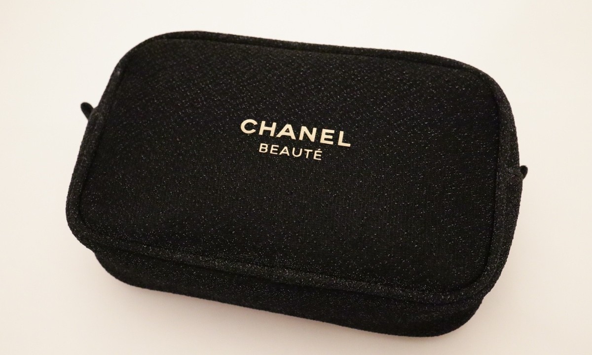 CHANEL Beaute Cosmetic Makeup Bag Pouch Clutch (GLITTER BLACK) | eBay
