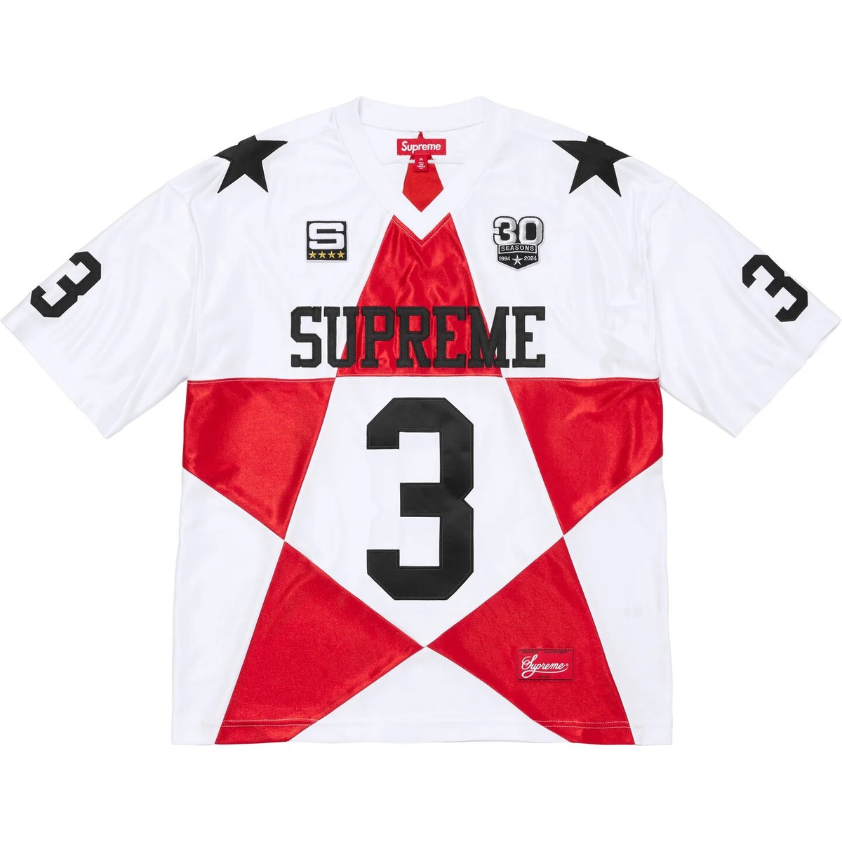 Supreme Star Football Jersey Black White Gold Dark Green 4colors