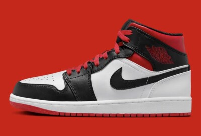 New Nike Air Jordan 1 Mid Shoes Gym Red Black Toe White DQ8426-106