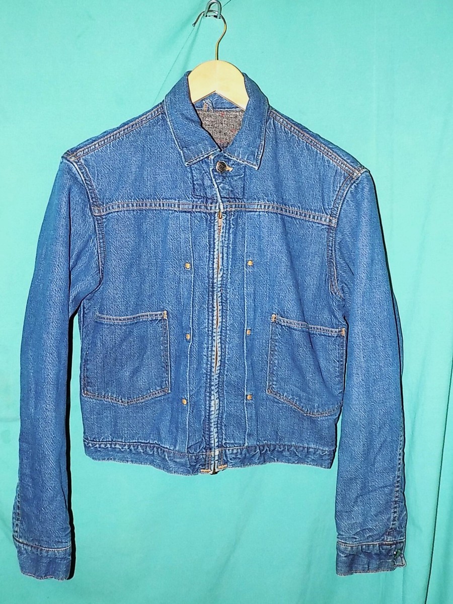 Exc! Vtg 50s MONTGOMERY WARD 101 DENIM JACKET, BLANKET LINED, ZIP