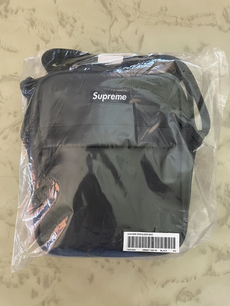 Supreme FW24 LEATHER SHOULDER BAG Crossbody BLACK COWHIDE Leather