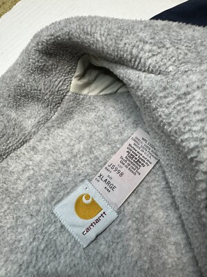 Vintage Carhartt 100 Years 1989 Fleece Lined Bomber Jacket Blue