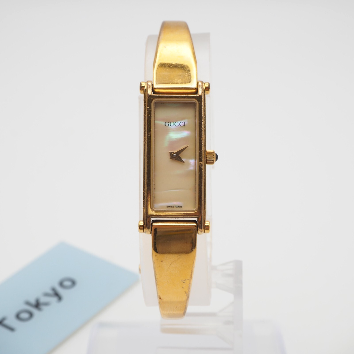 Very good] GUCCI 1500L Watch Gold Square Dial Swiss Rectangle