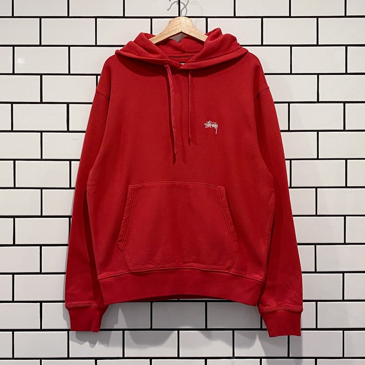 STUSSY STOCK LOGO HOOD RED | eBay