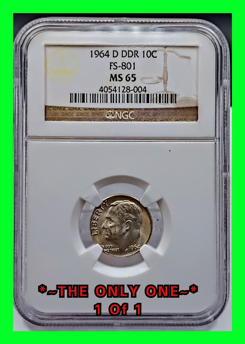 Gem TOP POP Doubled Die Reverse 1964-D Dime NGC MS65 Elusive FS