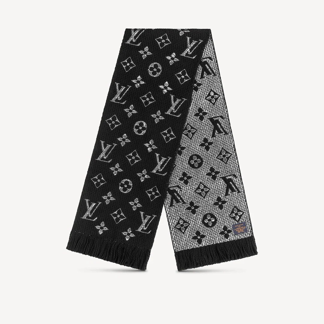 Louis Vuitton LOGOMANIA SHINE Scarf M75833 Black BNWT Authentic