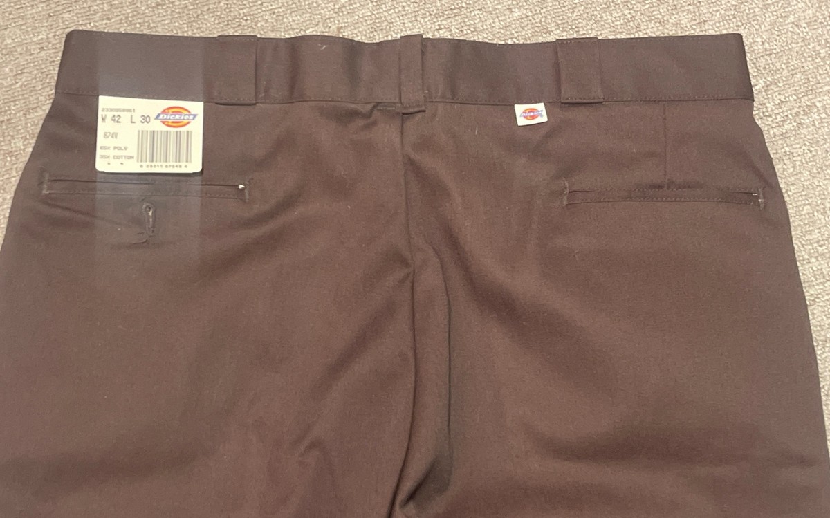 Vintage 80s Mens 42x32 Dickies 874 Brown Work Pants USA Made NOS