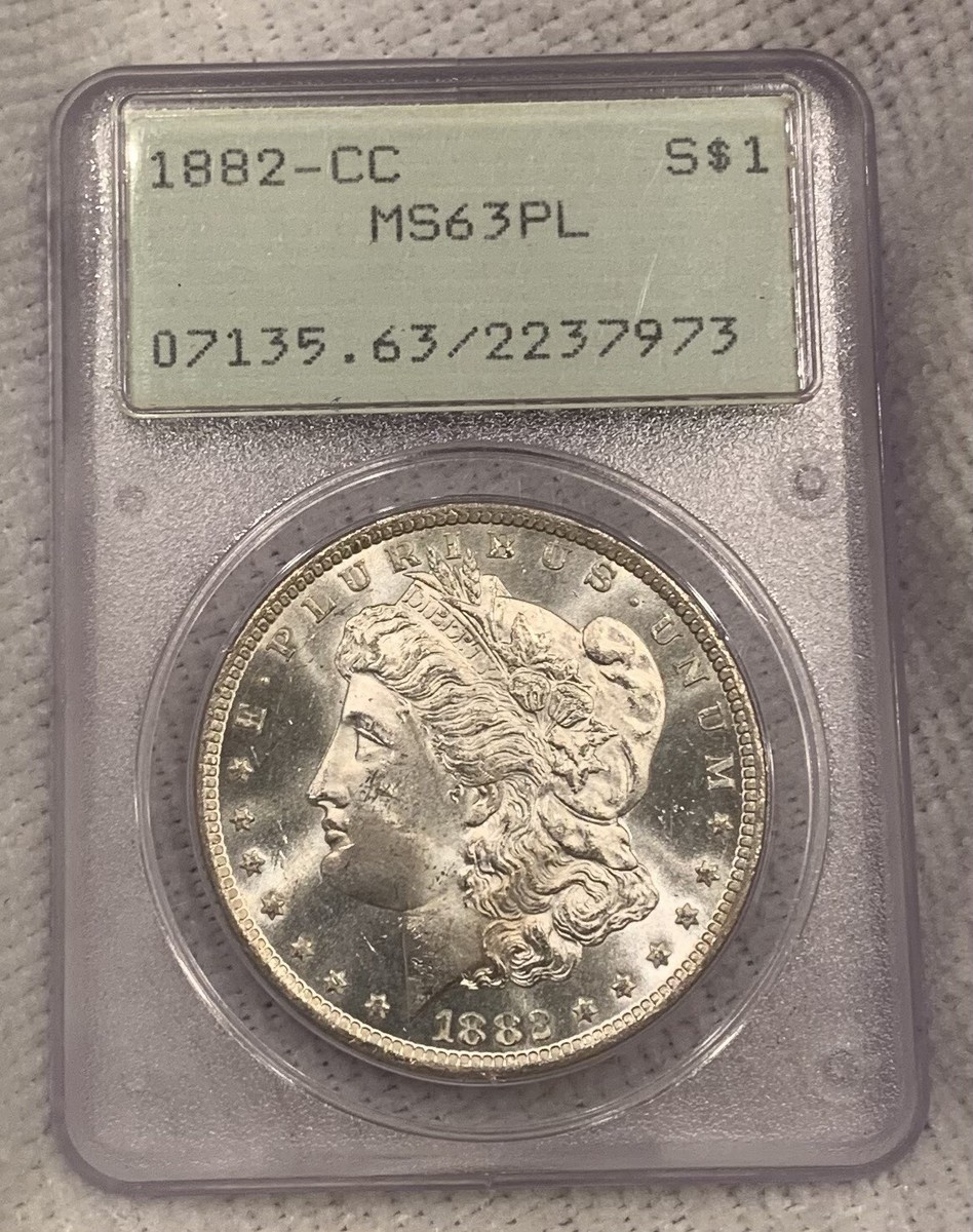 1882 Cc Morgan Silver Dollar OGH RATTLER MS63 PL PCGS BU MS 63