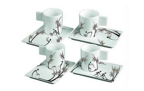 SUPREME IPA PORCELLANE AOSTA ESPRESSO SET TEAL CHECKERED Opened 1