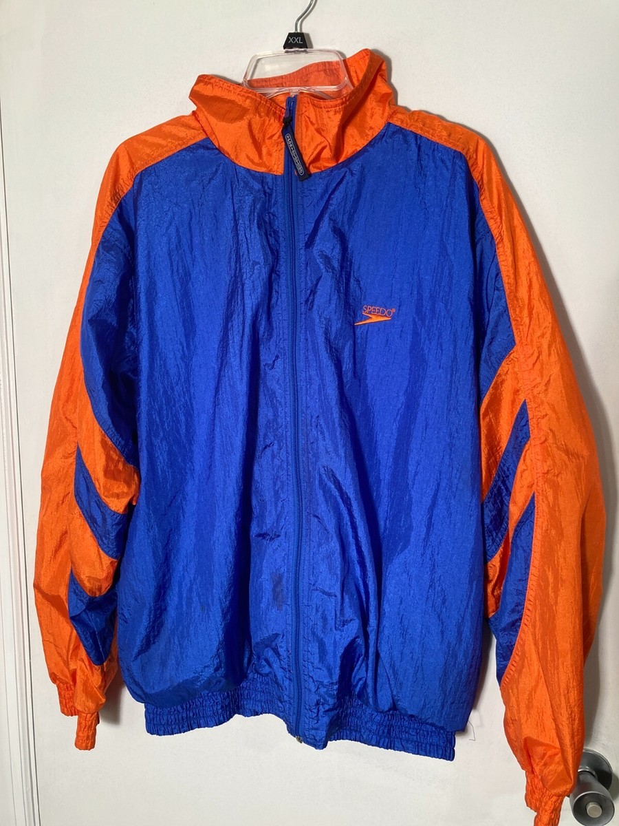 Vintage Speedo Men's Windbreaker Jacket Small Nylon Blue Orange