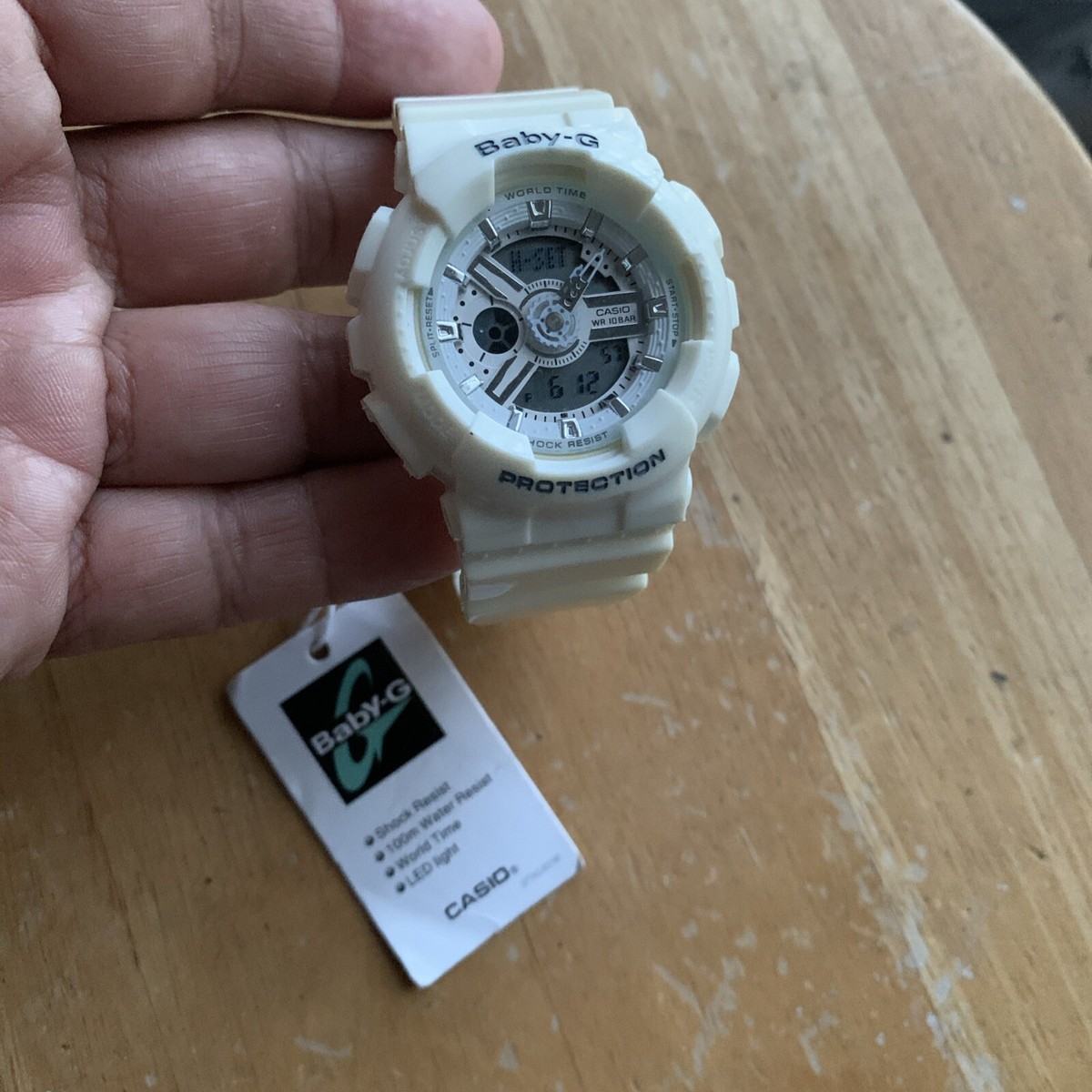 Casio Baby G Watch 43mm White 5338 BA-110 Alarm Chrono Day Date WR