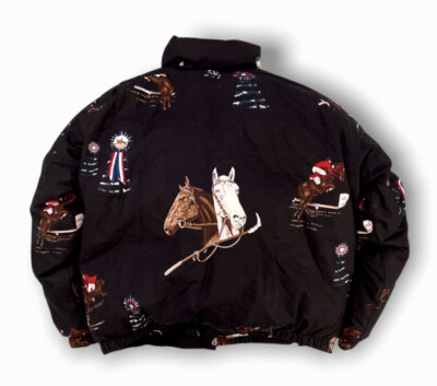 Polo Ralph Lauren Large Black Equestrian Puffer Jacket VtG Rodeo