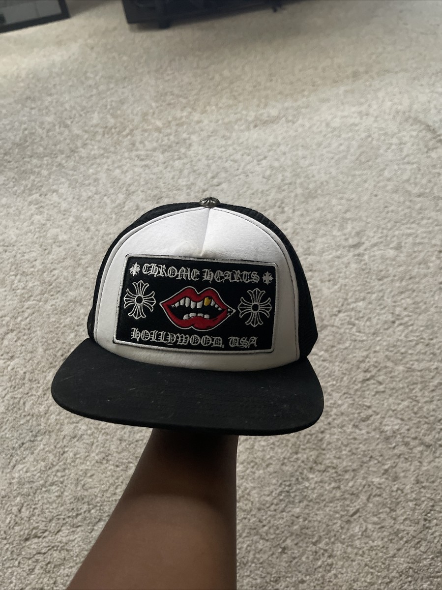 Chrome Hearts Matty Boy Chomper Lips Black White Trucker Hat | eBay