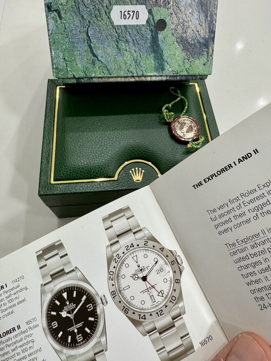 Authentic ROLEX Explorer ii Watch Box 16570 COMPLETE SET Booklets