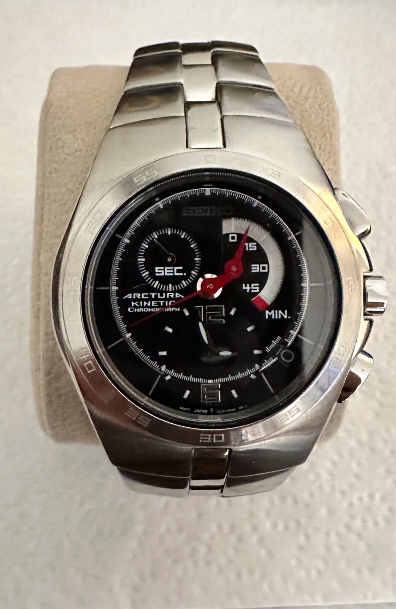 Seiko Arctura Kinetic Chrono Model 7L22-0AA0 Black Dial Stainless
