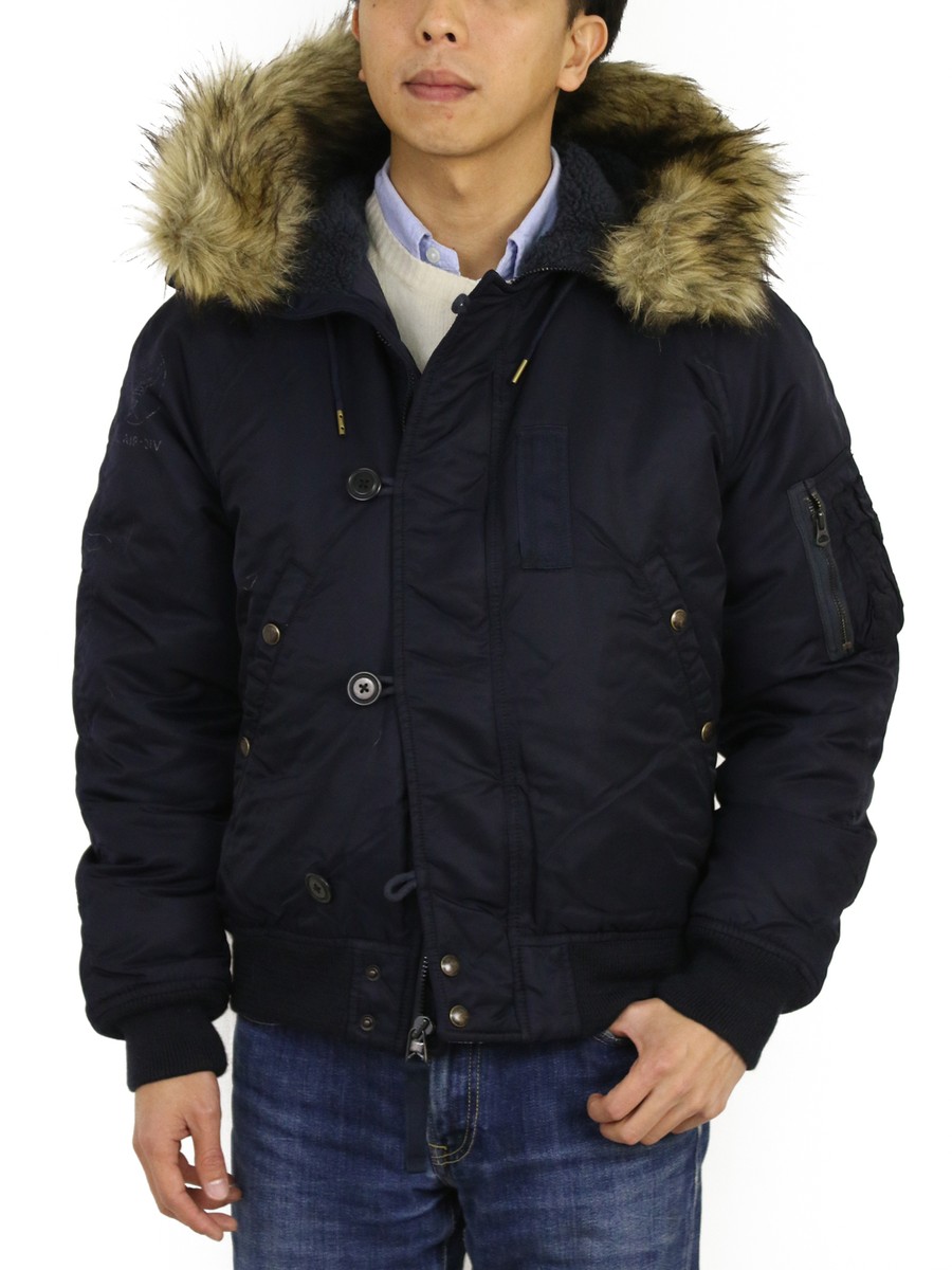 Polo Ralph Lauren Down Filled N-2B Nylon Flight Jacket Coat w/ fur