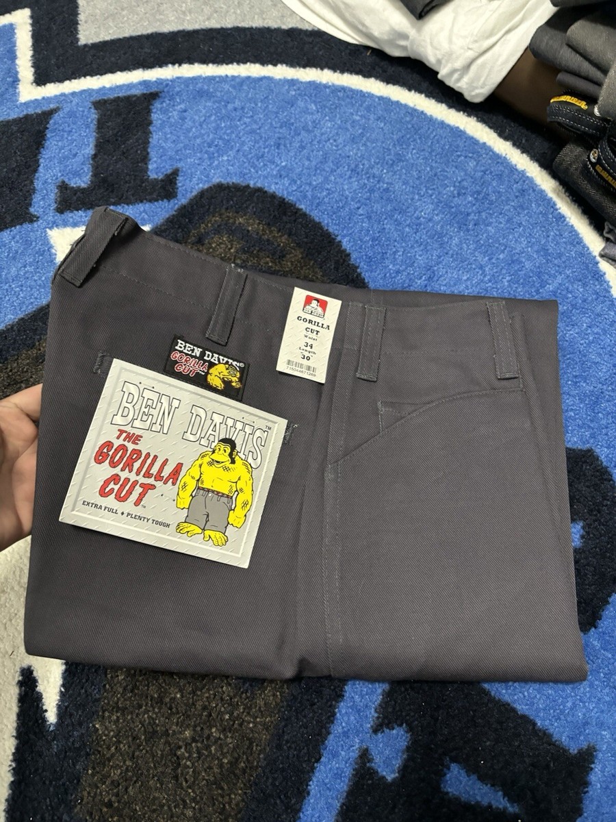 Vintage Ben Davis Gorilla Cut Baggy Wide Deadstock 34x30 Gray USA