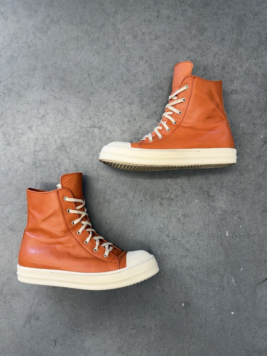 Rick Owens Mainline Orange Ramones Leather High Top Size 45 / US