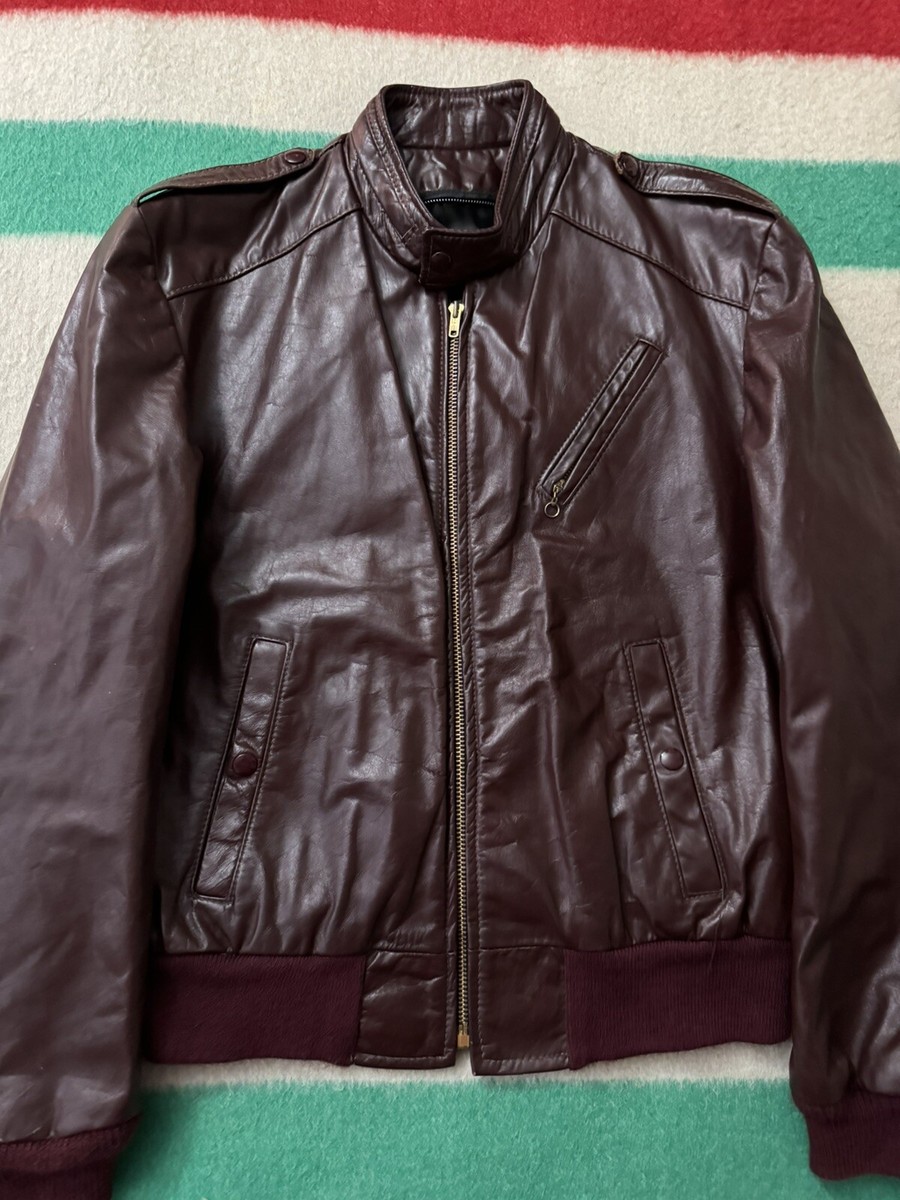 Vintage 60s 70s Oxblood Unbranded Talon Zipper Cafe Racer Leather