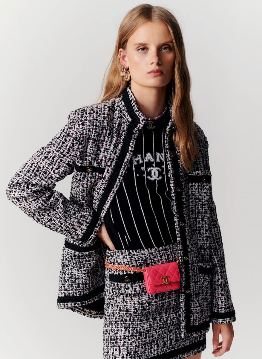 $8,050 CHANEL 2023/ 23P Black Pink TWEED JACKET * FR 42 /US 8 10