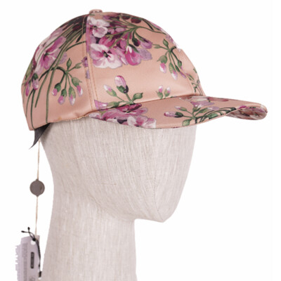 sz S NEW $650 GUCCI Woman's Pink Silk FLORAL BLOOMS Adjustable