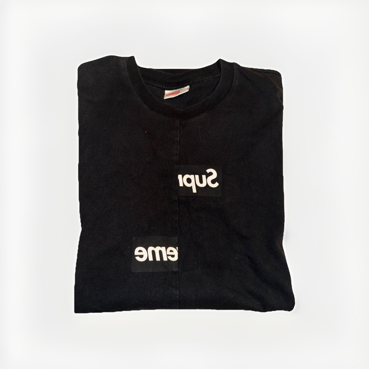 Supreme x CDG Comme Des Garcons Split Box Logo Tee Black Men's