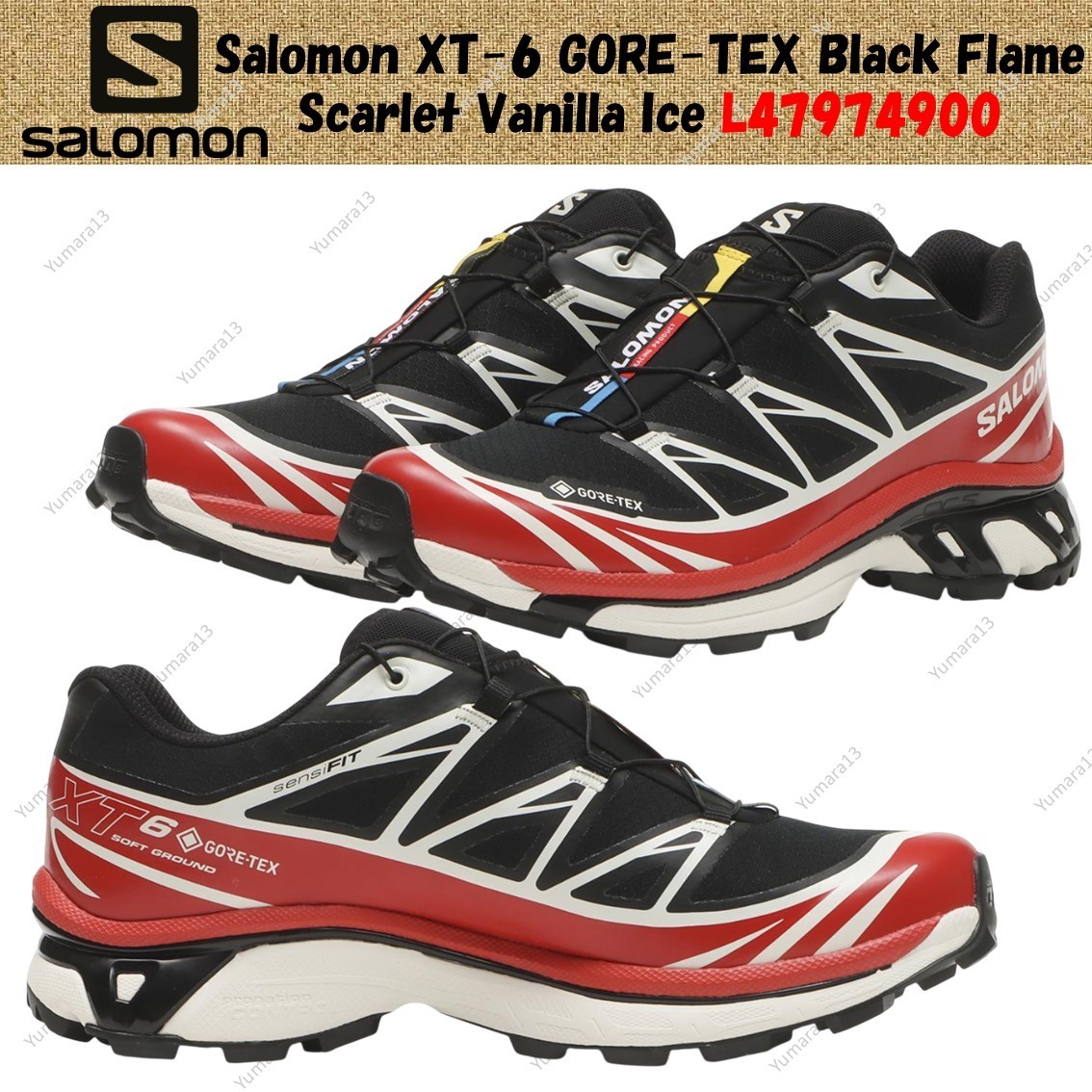 Salomon XT-6 GORE-TEX Black Flame Scarlet Vanilla Ice L47974900