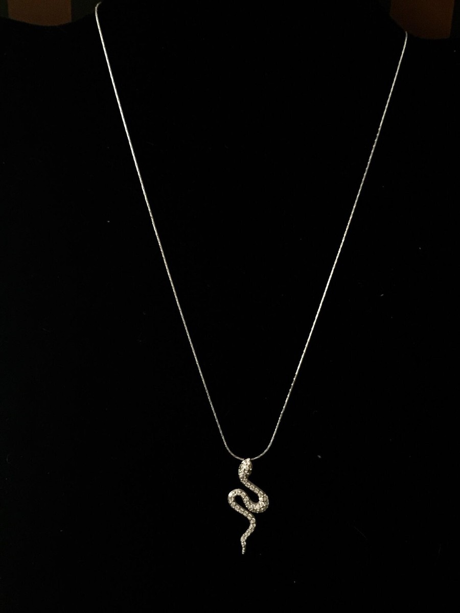 ZIR Snake Swarovski Pendant Silver Plated Necklace 15.5'' NWOT