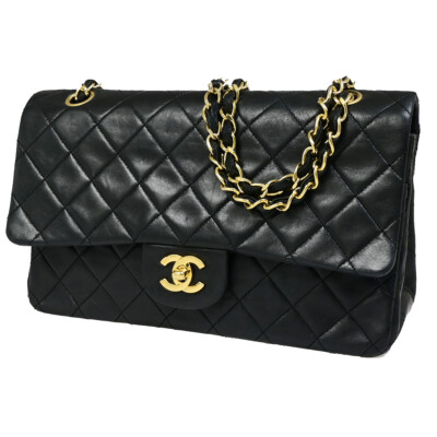 CHANEL CC Matelasse 25 Double Flap Chain Shoulder Bag Leather
