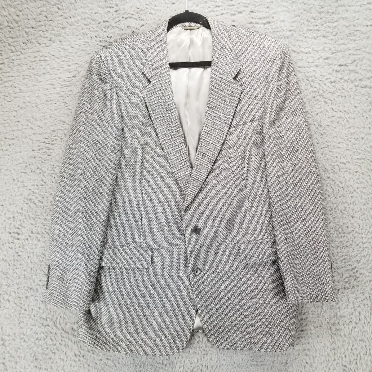 Christian Dior Jacket Mens 44R Gray Virgin Wool Long Sleeve Tweed