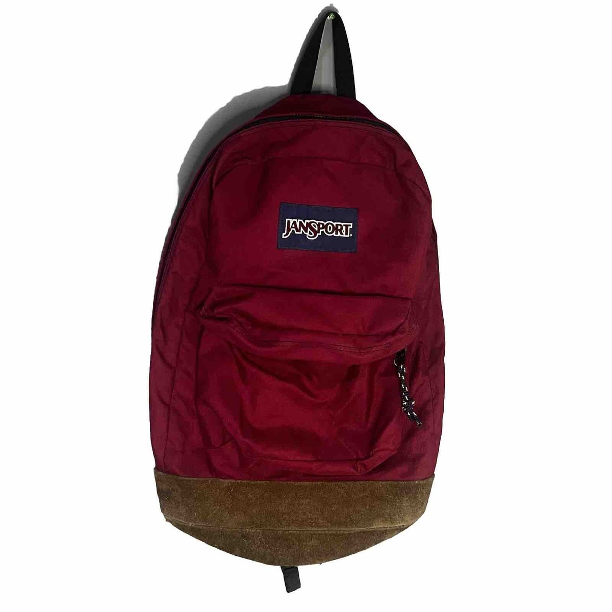 Vintage 90s Jansport Leather Bottom Red Backpack Day Pack Made in