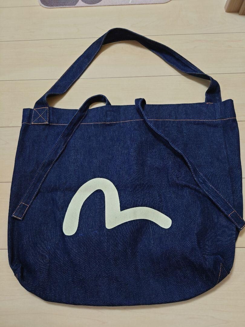 EVISU Denim Shoulder Tote Bag Handbag Purse Blue Made in Japan New
