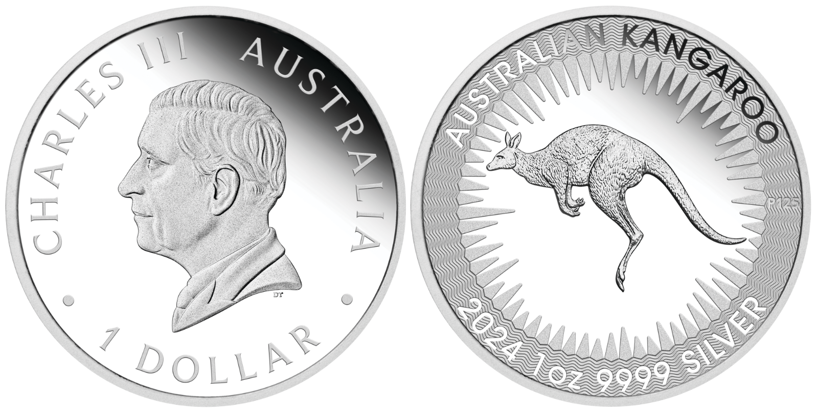 AUSTRALIA KANGAROO KING CHARLES III OBVERSE 1st ISSUE 2024 1oz