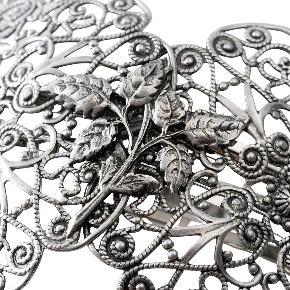 バレッタ レースメタル シルバー 葉 143767 | 主役になれるドレス