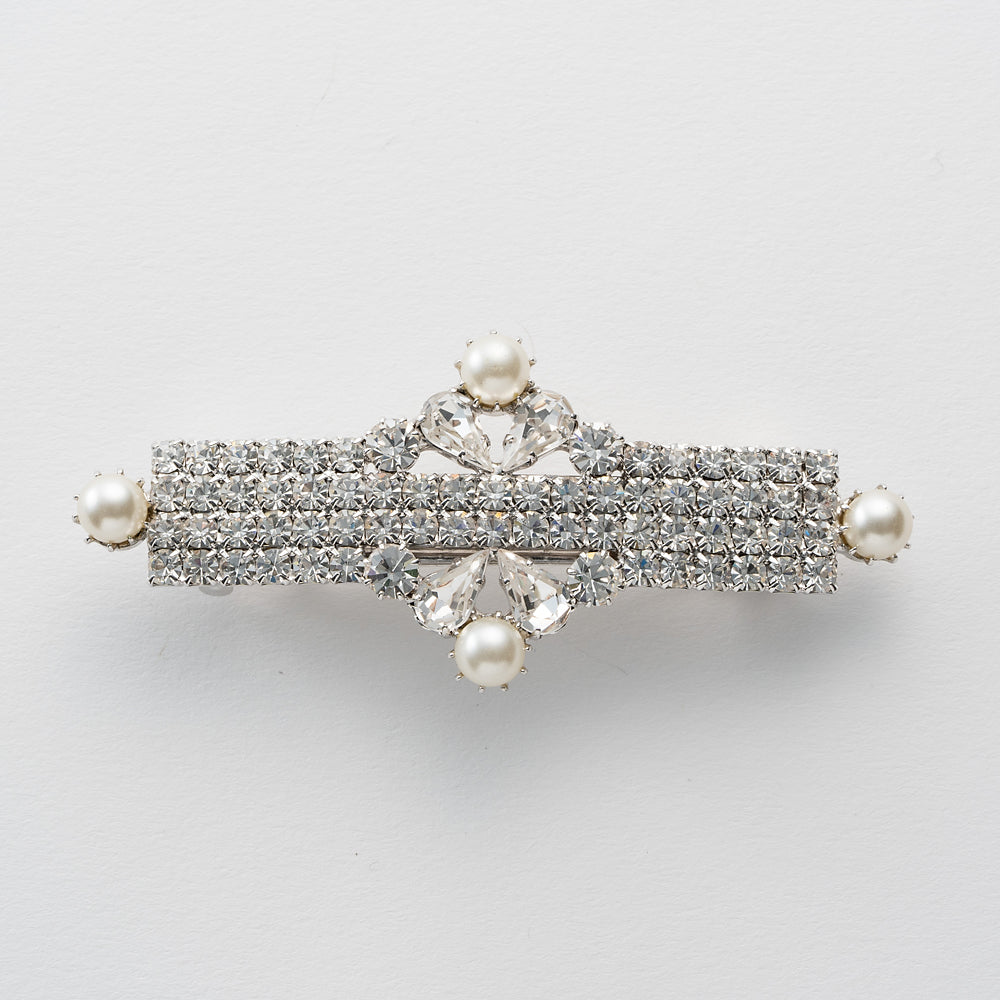 バレッタ ラインストーン スワロフスキー クリアカラー & パール