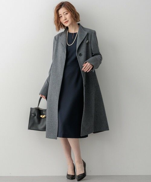 セール】 【洗える】ウールミックスジョーゼット ワンピース （ロング