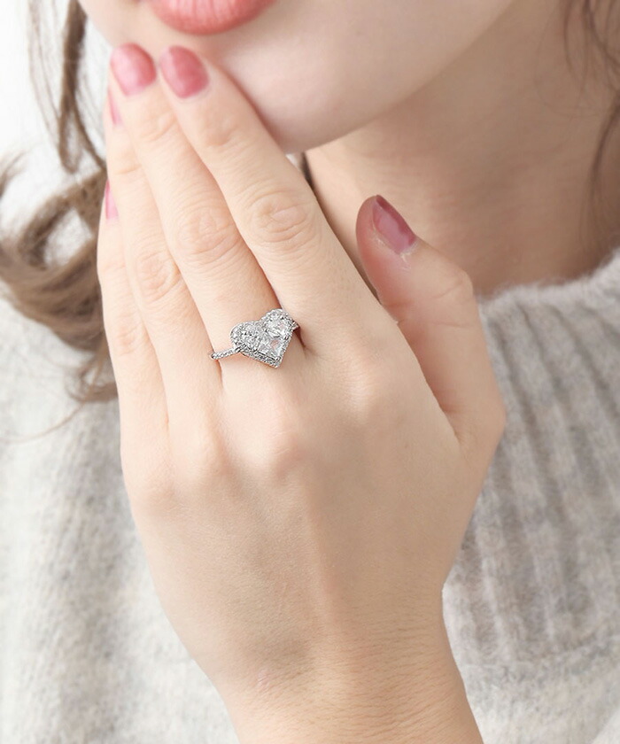 楽天市場】リング 指輪 ハート ハーフエタニティ 15号 モチーフ