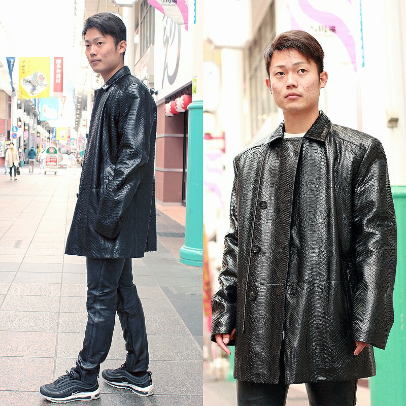 楽天市場】パイソン 蛇革 ジャケット メンズ 本革 レザージャケット