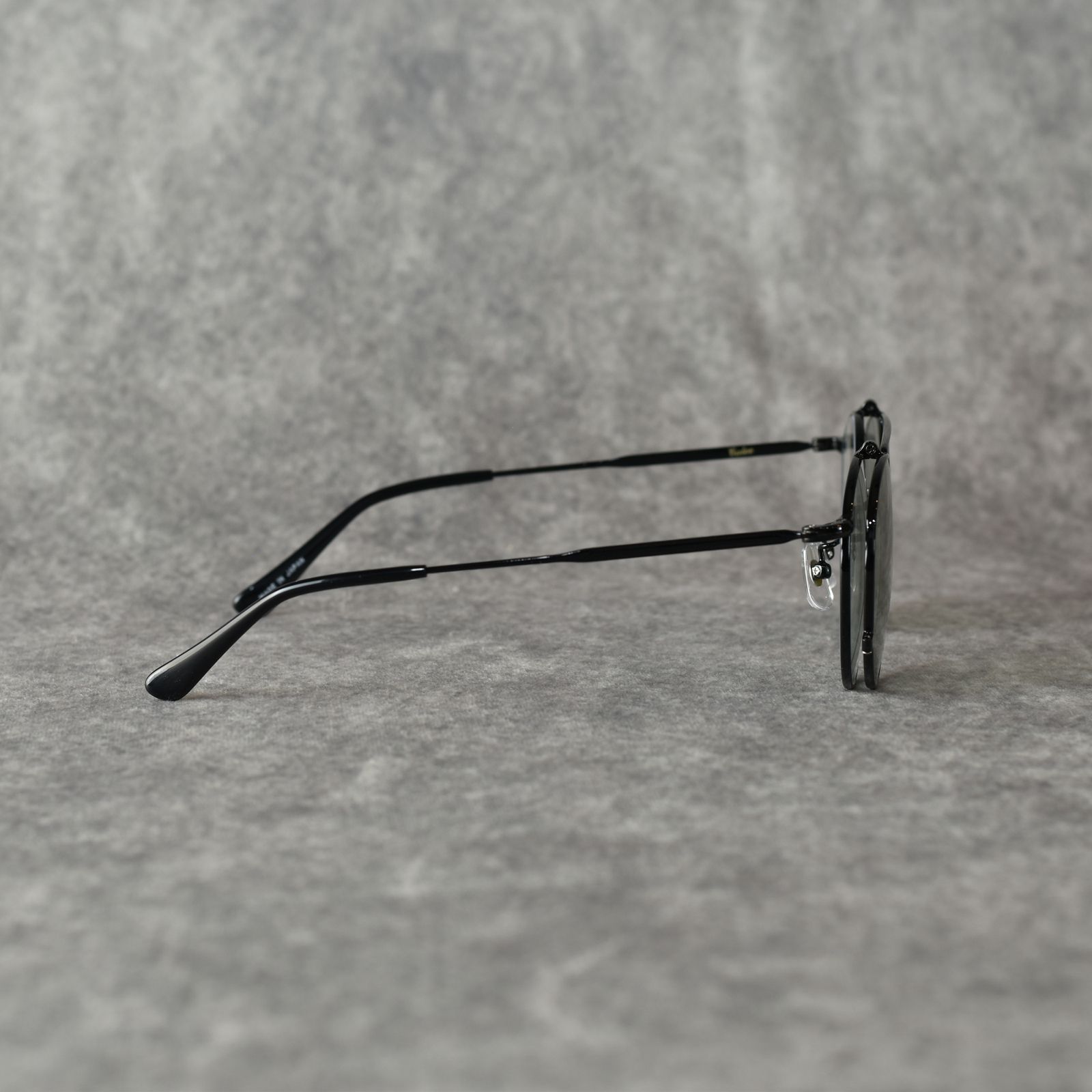 CALEE - FLIP UP TYPE CIRCLE METAL GLASSES (BLACK/BLACK) / フリップ