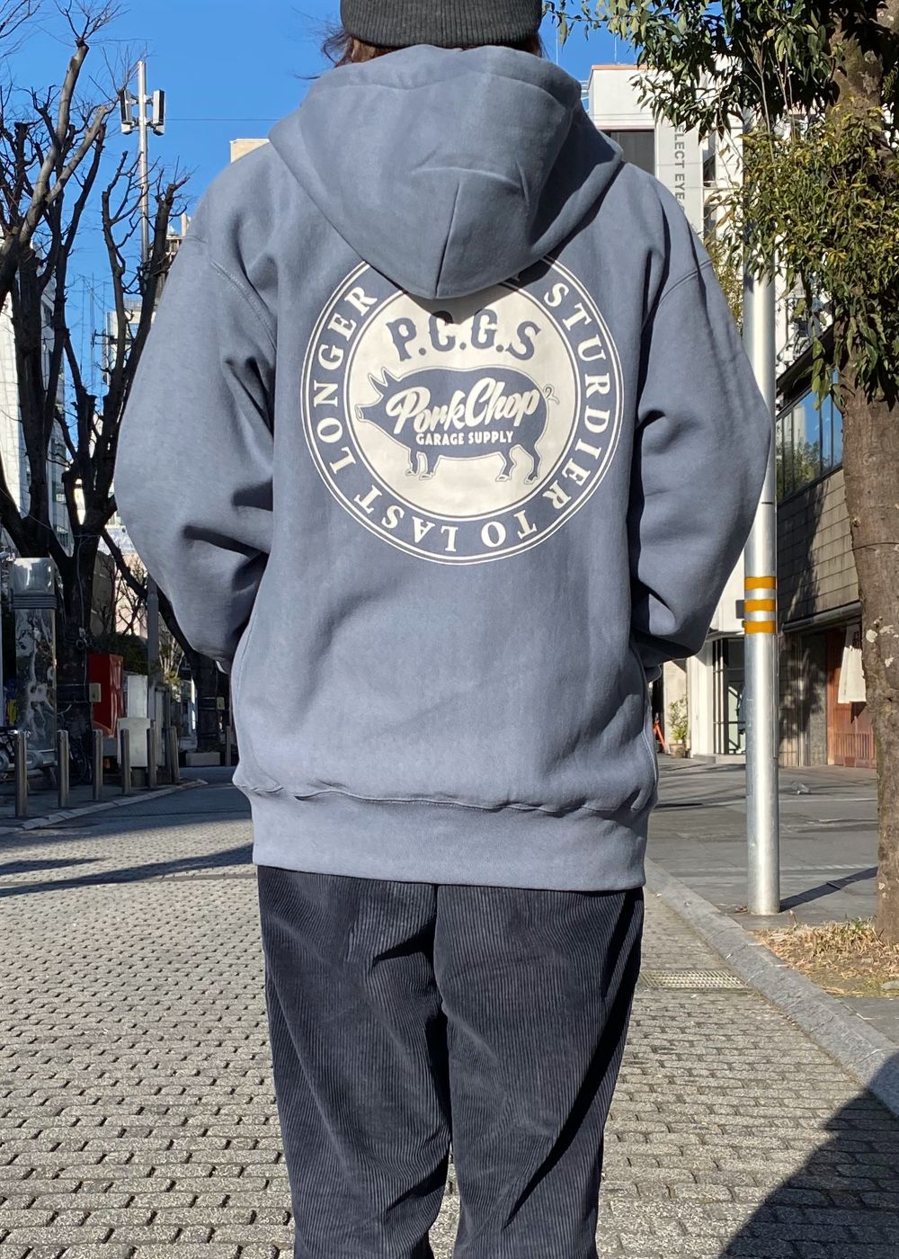 PORKCHOP GARAGE SUPPLY - CIRCLE PORK ZIP UP HOODIE (STONE BLUE