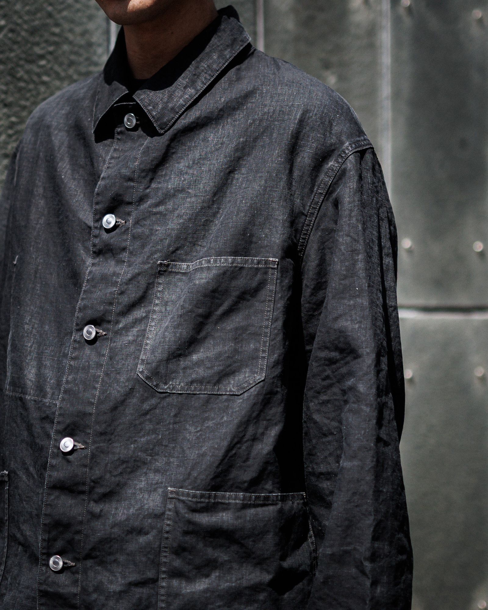 アプレッセ Vintage Black Linen Coverall セットアップスタイル 4月5